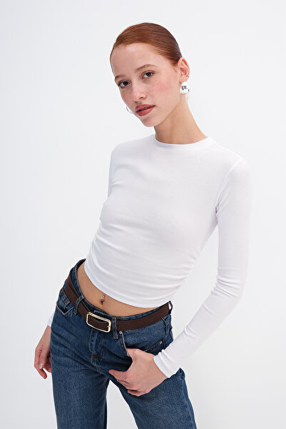 Addax Βασική μπλούζα με πτυχωτές πλευρές B4164-U13