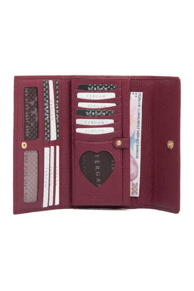 Tergan Claret Red Genuine Leather Women's Wallet - S1Cb00005719-M71