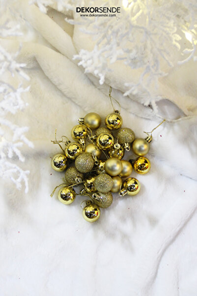 Dekorsende Ornament pentru brad de Crăciun Set de 24 bile aurii 3 cm