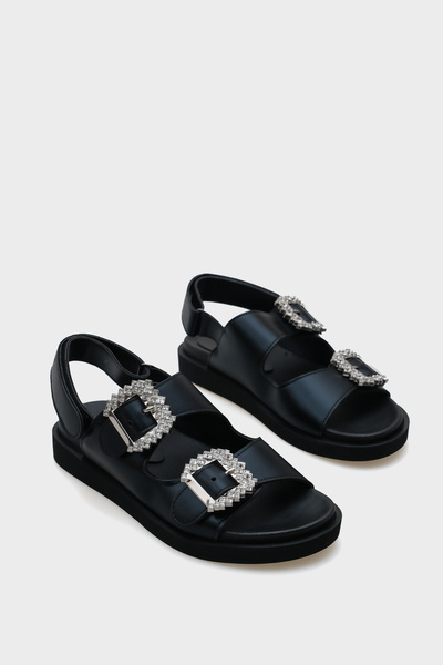 Capone Outfitters Mariel Stone Double Buckle Back Velcro Women's Comfort Sandals