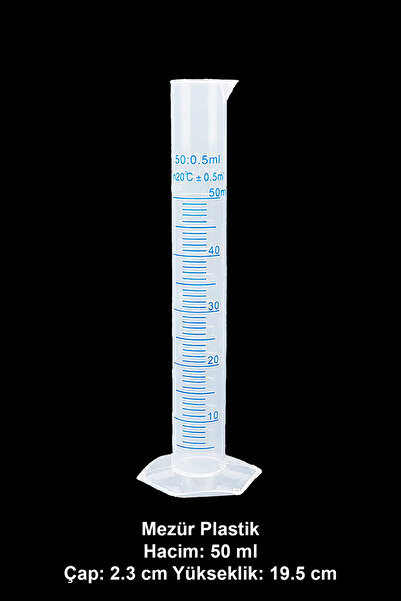 ATEL-SAN Mezür 50 ml Plastik / Ölçü Kabı Şeffaf – Uzun Form