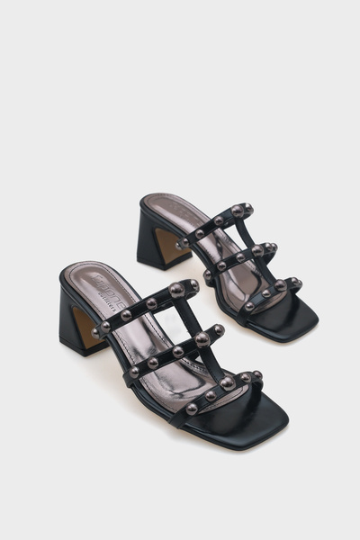 Capone Outfitters Nela Medium Heeled Banded Women's Slippers with Metal Accessories