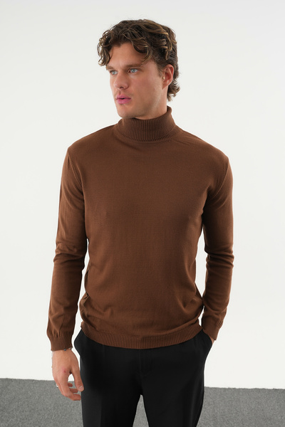 No Way Ανδρικό πουλόβερ εφαρμοστό Fisherman με ψηλό λαιμό Basic