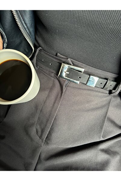 LİA KEMER Cadence U Patterned Suede Women's Silver Buckle Belt Jacket Belt Dress Belt Trouser Belt