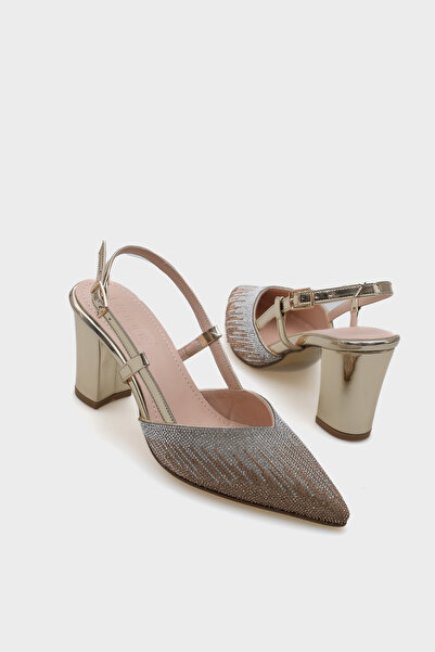 Capone Outfitters Nova Medium Heeled Pointed Toe Stone Women's Stylish Shoes