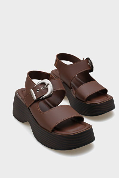 Capone Outfitters Dina Wedge Heeled Single Buckle Women's Sandals