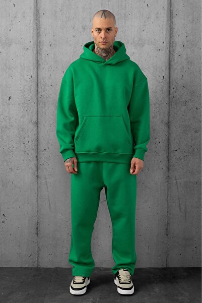 Plus Eighteen Men's Green Basic Hoodie - Us3995Ys
