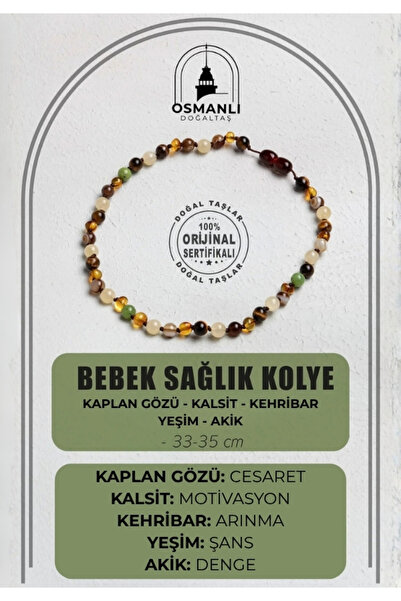 OSMANLI DOĞAL TAŞ Sertifikalı Bebek Sağlık Kolye (33-35 CM)
