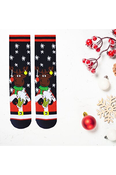 CARNAVAL SOCKS Чорапи с кърпа с черни мотиви на снежинки и Дядо Коледа