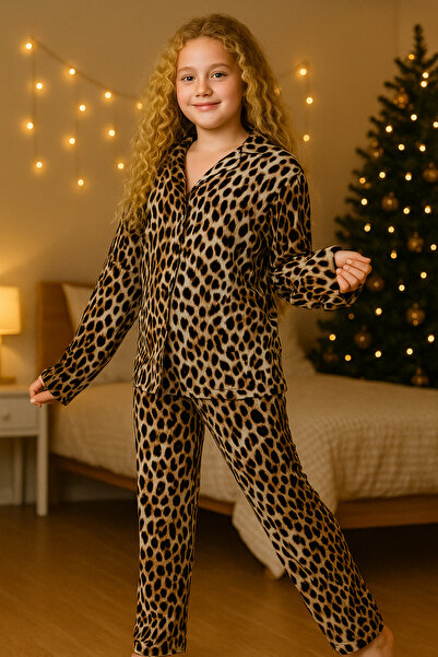 rindahomewear Σετ πιτζάμες για κορίτσια με γιακά και κουμπιά μπροστά