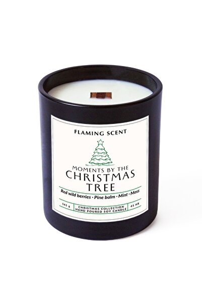 OEM Christmas Scented Soy Candle with Wooden Wick, Flaming Scent, Moments by the Christmas Tree
