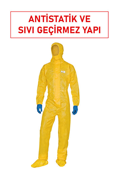 Delta Plus Deltaplus DT300 Antistatik Kimyasal Koruyucu Tulum Tip 3/4/5/6 Sıvı Geçirmez Deltachem Sarı