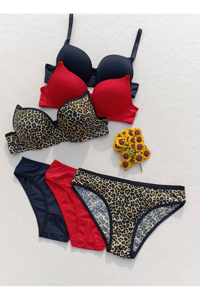 siyalife طقم ملابس داخلية مكون من 3 قطع حمالة صدر وسراويل داخلية مبطنة