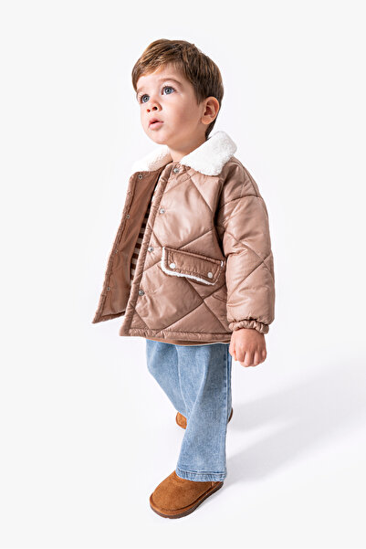 Jikko Baby 3-Piece Baby Set with Striped Sweatshirt and Quilted Coat 8171