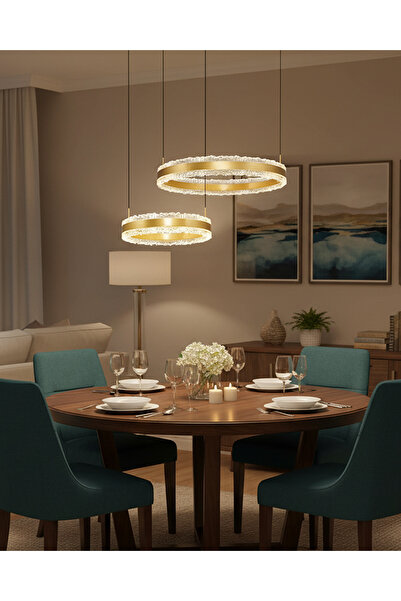 Özcan Aydınlatma 2732-2A-3 Pırıltı 2'Li Avize 40+60 Sarı