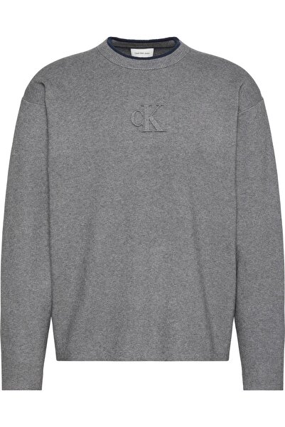 Calvin Klein Ls Embossed Logo Erkek Triko