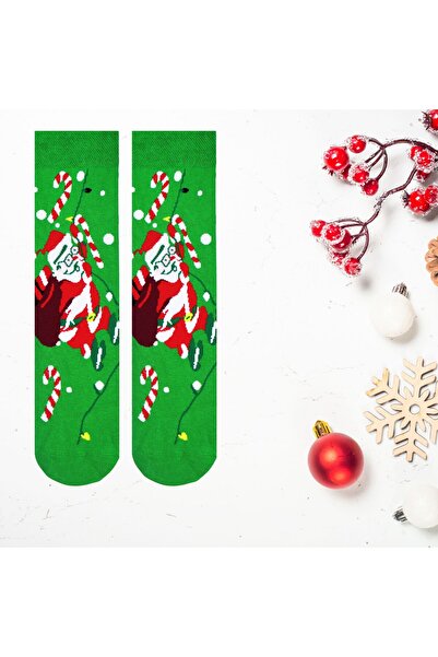 CARNAVAL SOCKS Yeşil Christmas Noel Baba Desenli Eğlenceli Yılbaşı Çorabı