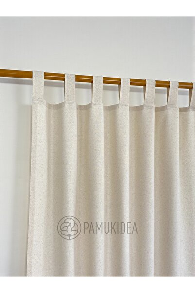 pamukidea Biritli Plain Plain 100% Cotton Natural Buldan Linen Rustic Curtain - Single Wing - (En X Size)