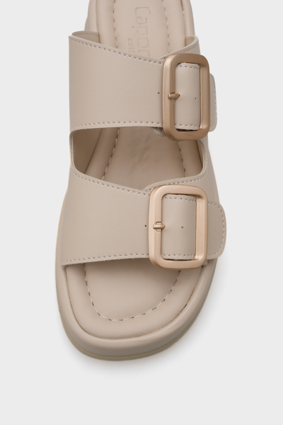 Capone Outfitters Marge Wedge Heeled Double Banded Buckle Women's Slippers