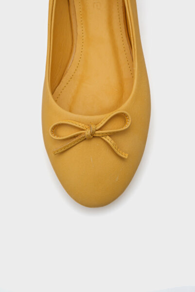 Capone Outfitters Genuine Leather Bow Round Toe Women's Ballerinas