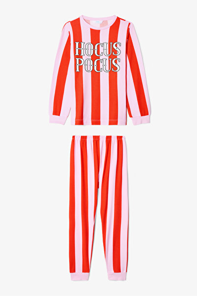 Penti Pembe Kız Çocuk Hocus Pocus ÇizgiliUzun Kol Pijama Takımı