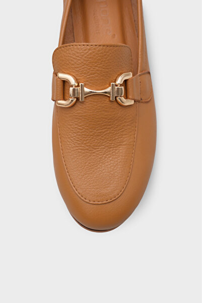 Capone Outfitters Жіночі лофери з золотою пряжкою з натуральної шкіри