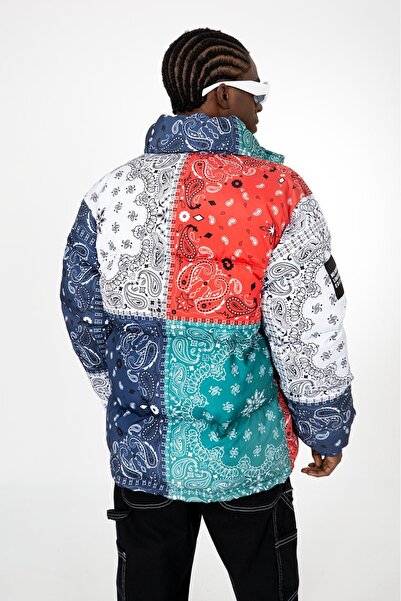 No Future Paisley Block Men's Puffer Coat Jacket Nf0502Ks