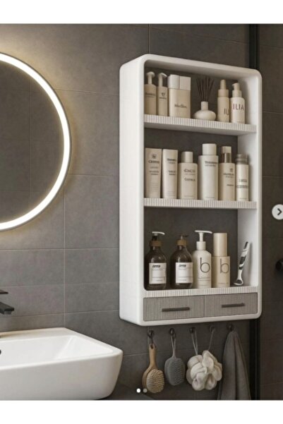 Online Home Market Omaş Tera Yapışkanlı Duvar Rafı Organizer – Banyo, Mutfak ve Duş Alanları İçin Pratik Düzenleyici