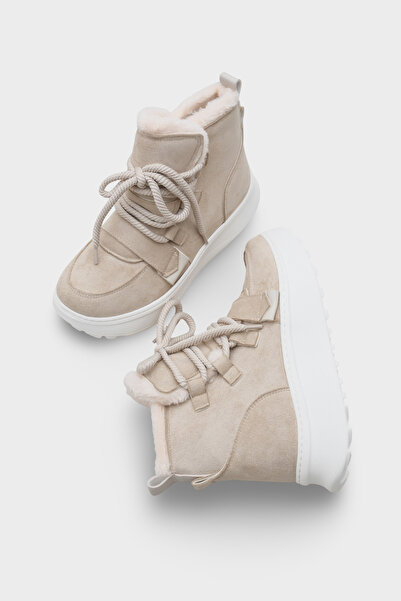 Capone Outfitters Női fűzős szőrme velúr bőrcsizma