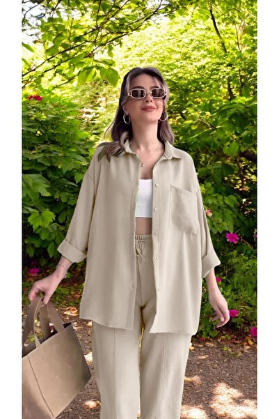 Barbora Sommerliches, bequemes Leinen-Unterteil-Oberteil-Set