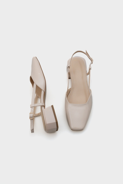 Capone Outfitters Відкрита спина вирізаний носок товстий каблук лакована шкіра жіночі туфлі на підборах