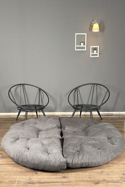 Berta Concept Hera 2'li Berjer Koltuk & Yatak Olabilen Minder Füme