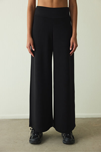 Penti Siyah Yüksek Bel Geniş Paça Pantolon