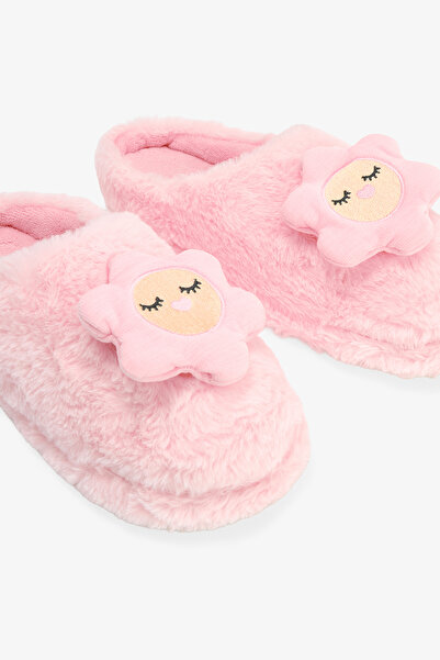 Penti Pantofi de casă brodați cu flori 3D Happy Flower roz deschis