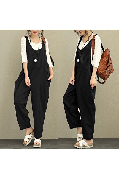 Genel Markalar Keten Günlük Yazlık Kalın Askılı Salopet Kadın Tulum