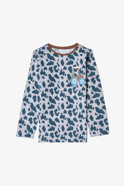 Penti Boy's Cow Print Long Sleeve Cotton 2-Piece Pajama Set