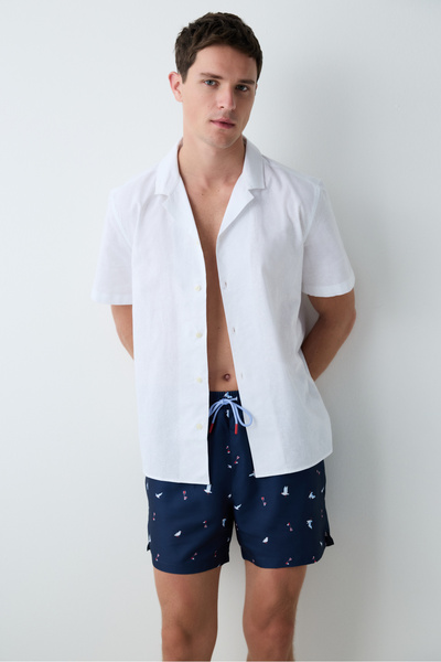 Penti Beyaz Havana Erkek Plaj Gömleği