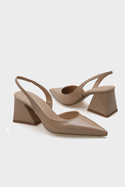 Capone Outfitters Dámské boty Robby Open Back Pointed Toe na středním podpatku z lakované kůže