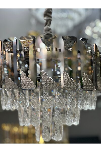 Led YENİ 40 CM KRİSTAL LÜX AVİZE KROM RENK