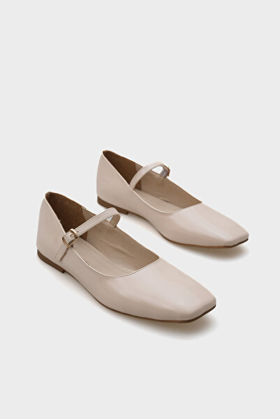 Capone Outfitters Blunt Toe Banded Marj Jane Beige Women's Ballerinas