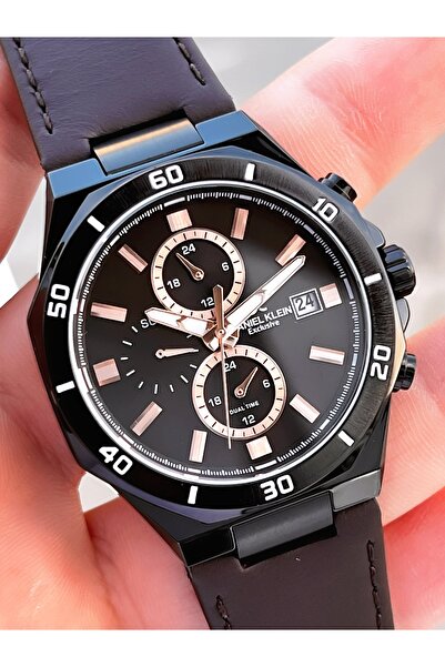 Daniel Klein Brown Leather Cord Men's Wristwatch - 30 Mt Water Resistant, Active Inner Functions