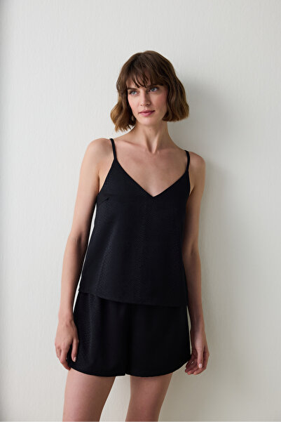 Penti Schwarze Fleur-Satin-Shorts als Pyjamahose