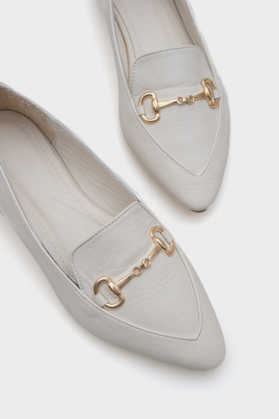 Capone Outfitters Bluby Genuine Leather Pointed Toe Buckle Women's Ballerinas