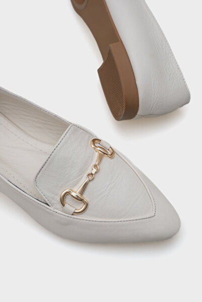 Capone Outfitters Bluby Genuine Leather Pointed Toe Buckle Women's Ballerinas