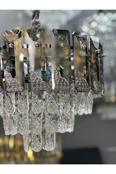 Led YENİ 40 CM KRİSTAL LÜX AVİZE KROM RENK