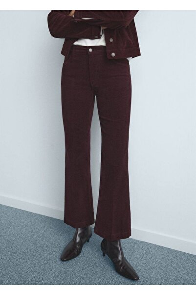 MANGO Woman Fitilli kadife flare jean pantolon