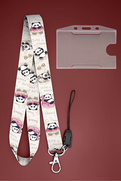 Apptakı Cute Panda Boyun İpi Boyun Askı İpi Boyun Askısı ve Kartlık - ASS0331