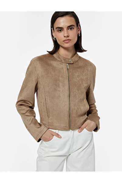 Koton Яке от изкуствен велур с вталена кройка и джоб с цип