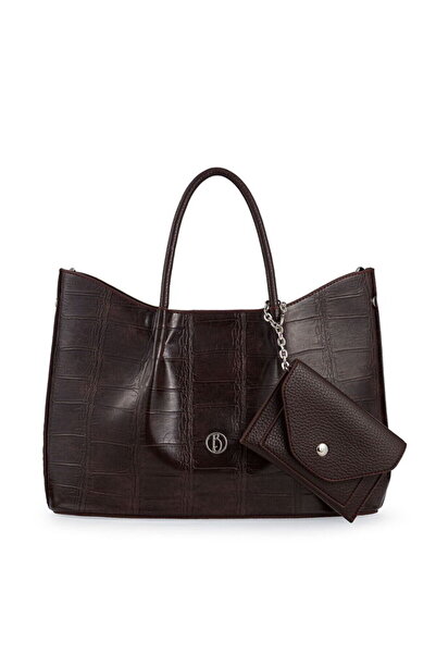 Bilik Deri Logo Detailed Brown Women's Handbag Ri̇v 147-Kr