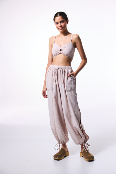 Penti Stone Color Kio Muslin Oversize Long Pants